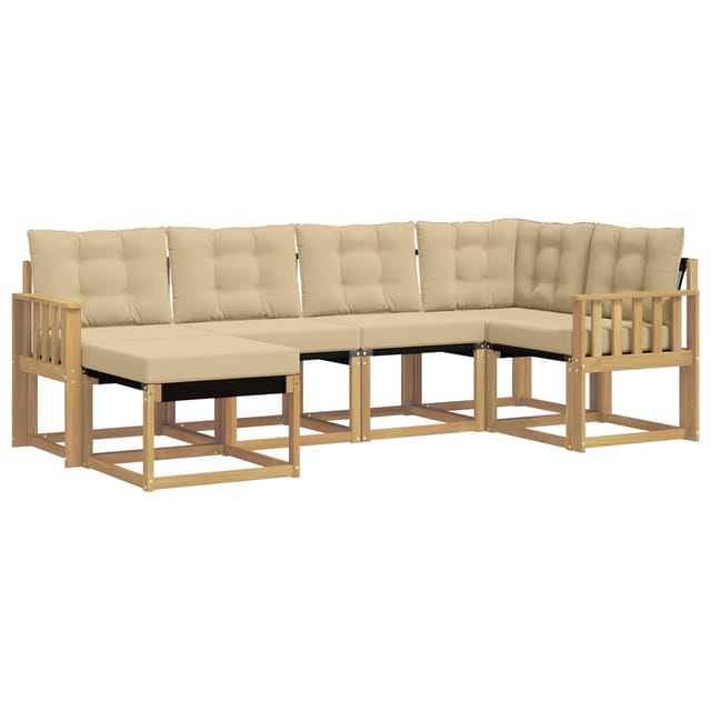 vidaXL Outdoor-Sofagarnitur mit Kissen 6-Tlg Weiß und Beige 3389643