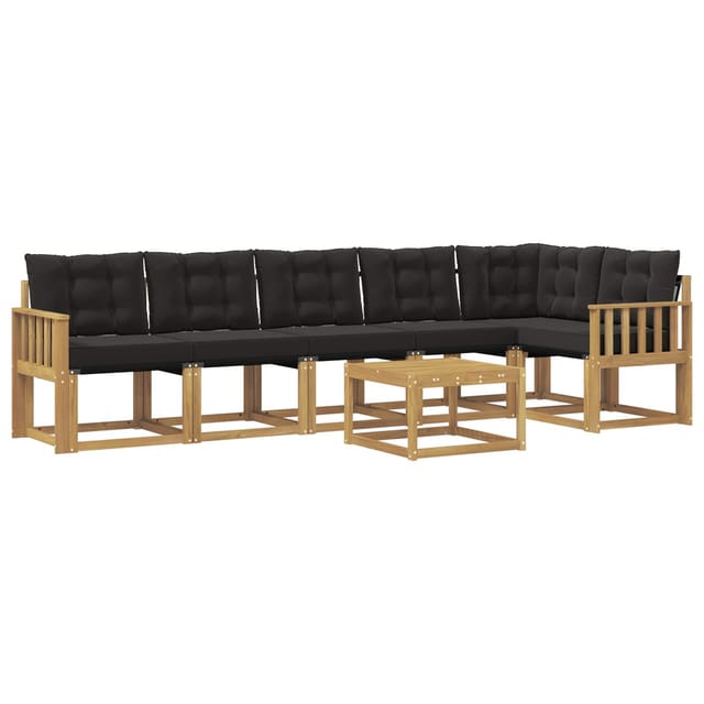vidaXL Outdoor-Sofagarnitur mit Kissen 7-Tlg Weiß und Schwarz 3389546