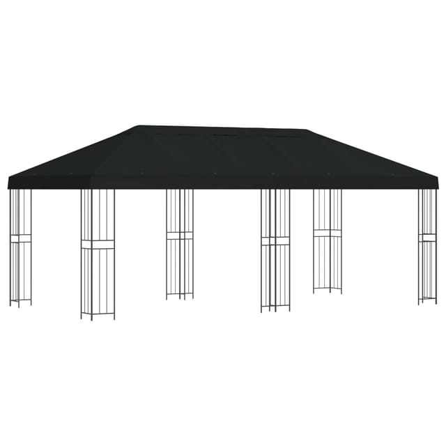 vidaXL Pavillon mit Seitenwänden 6 x 3 m Schwarz Polyester und Stahl 3375991
