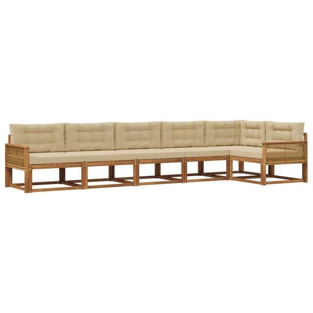 vidaXL Outdoor-Sofagarnitur mit Kissen 6 Stk Natur und Beige 3382611