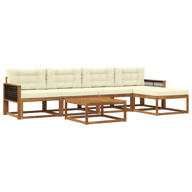 vidaXL Outdoor-Sofagarnitur mit Kissen 6 Stk Natur und Creme 3382503