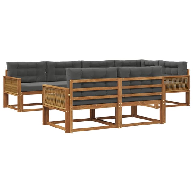 vidaXL Outdoor-Sofagarnitur mit Kissen 7 Stk Natur und Anthrazit 3382650
