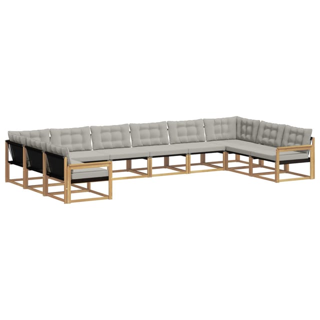 vidaXL Outdoor-Sofagarnitur mit Kissen 10-Tlg Weiß und Hellgrau 3389109