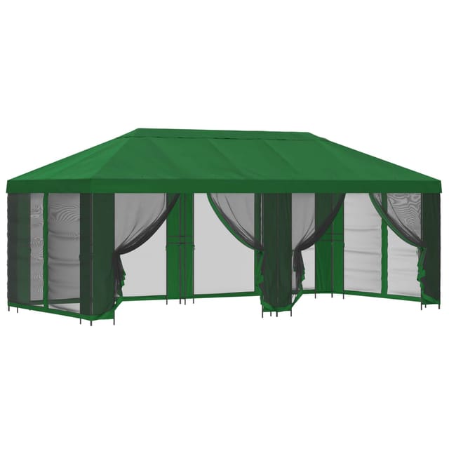 vidaXL Pavillon mit Seitenwänden 6 x 3 m Grün Polyester und Stahl 190 3376023