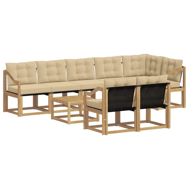 vidaXL Outdoor-Sofagarnitur mit Kissen 9-Tlg Weiß und Beige 3389631