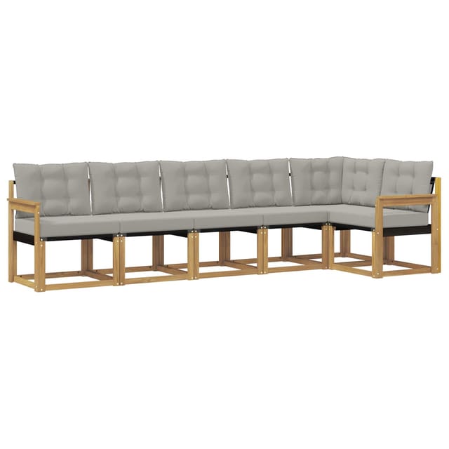 vidaXL Outdoor-Sofagarnitur mit Kissen 6-Tlg Weiß und Hellgrau 3389517