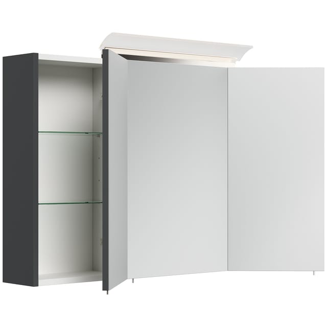 Posseik Spiegelschrank inkl. Design LED-Lampe u. Glasböden 100 cm Grafit
