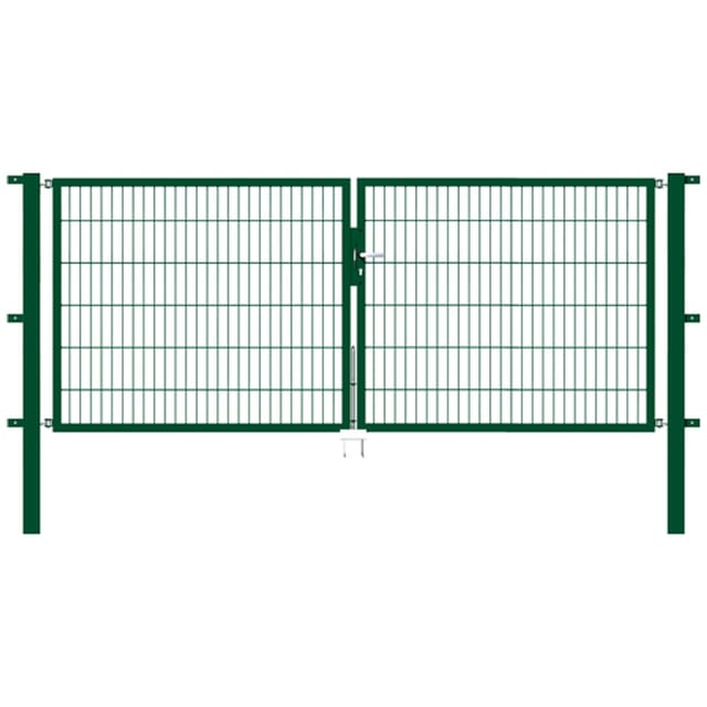Metallzaun Doppeltor für Doppelstabmatte Grün z. Einbetonieren 120 cm x 300 cm