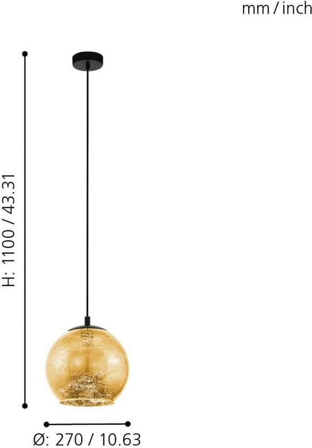 Eglo Hängeleuchte Albaraccin 1-flammig Schwarz-Goldfarben Ø 270 mm E27 40 W