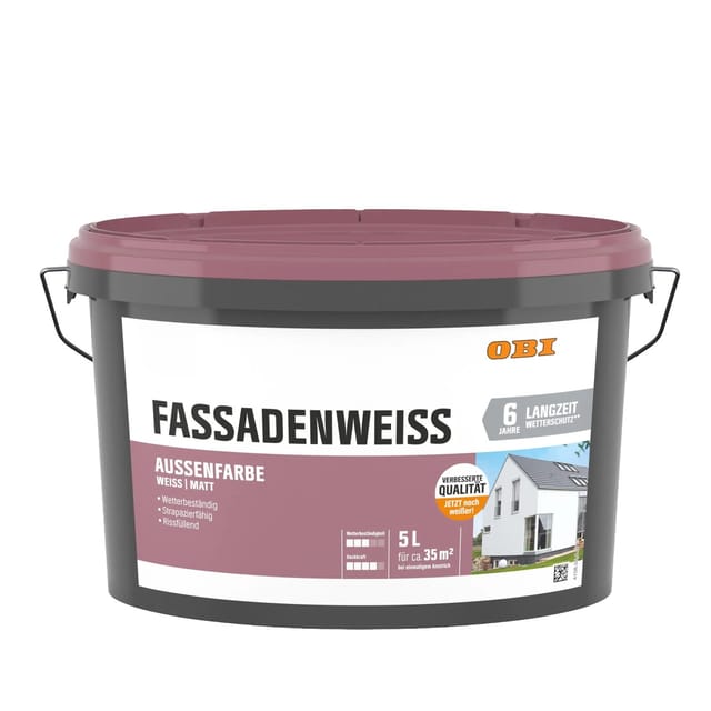 OBI Fassadenweiss Aussenfarbe Weiß Matt 5,