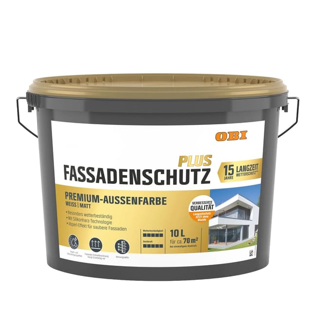 OBI Fassadenschutz Plus Premium-Aussenfarbe Weiß Matt 10,