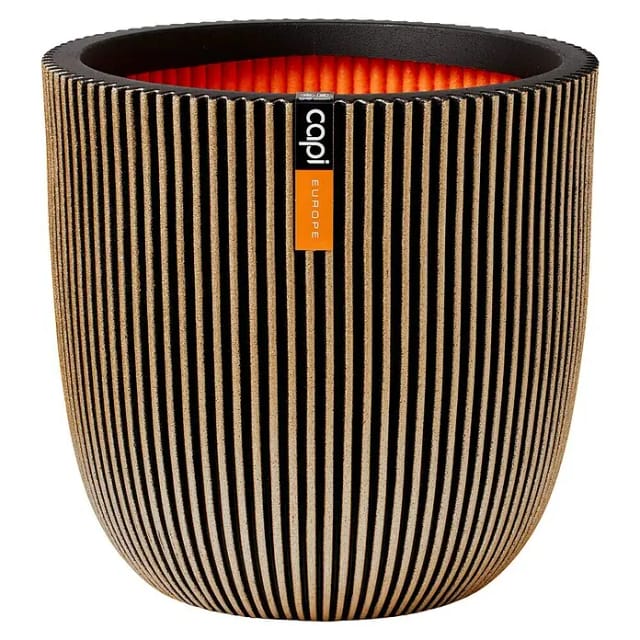 Capi Pflanztopf Kugel Groove Ø 43 cm x 41 cm Gold-Schwarz