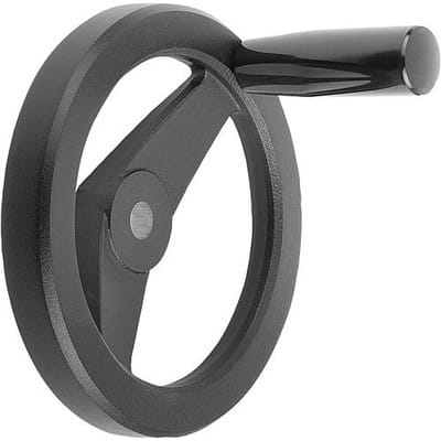 2-SPEICHENHANDRAD D1=200 PASSBOHRUNG D2=18H7, ALUMINIUM, SCHWARZ PULVERBESCHICHTET, KOMP:DUROPLAST, (K0162.21200X18)