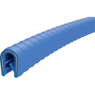 KANTENSCHUTZPROFIL OHNE DICHTUNG 50000X10X14,5, FORM:B, SILIKON BLAU, KOMP:EDELSTAHL A2