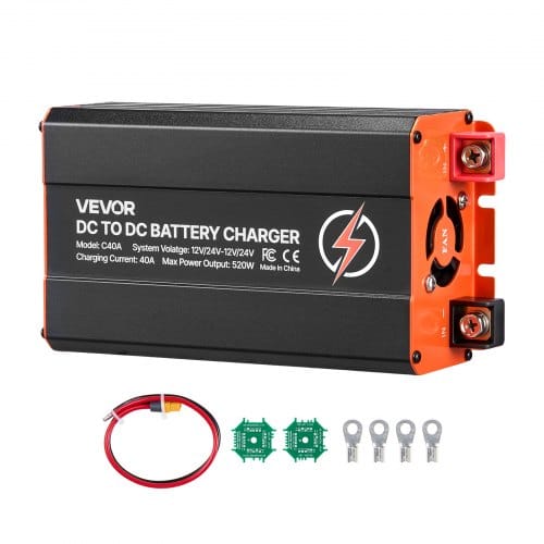 VEVOR DC-DC Ladebooster 40 A 520 W, Ladegerät für Lichtmaschine 12 V / 24 V-12 V / 24 V Schnellladung für LiFePO4 AGM Gel Batterien & Powerstations Wohnmobil Caravans Notstromversorgung zu Hause