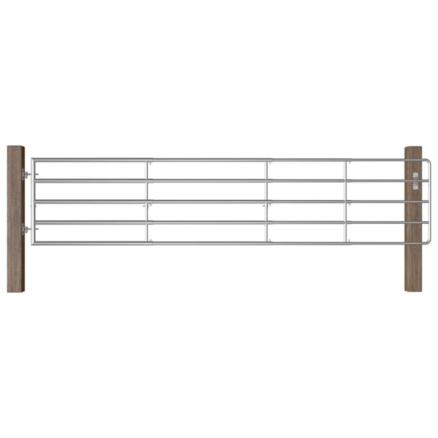 5-rohre-weidetor Stahl (150-400)×90 Cm Silbern - Vidaxl
