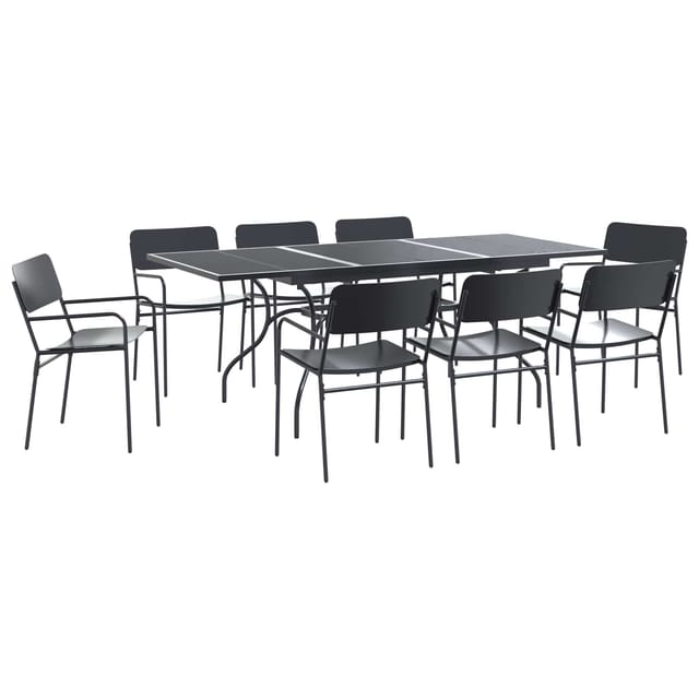 Garten Essgruppe 9 Pcs Anthrazit Stahl Vidaxl