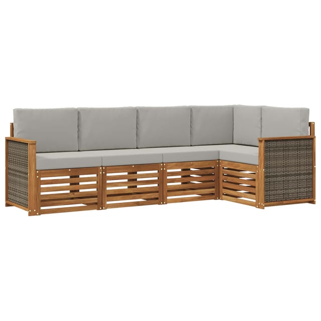 Ecksofa Set Mit Kissen 4 Pcs Natürlich Und Hellgrau Vidaxl
