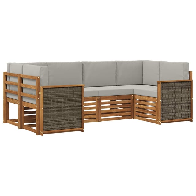 Ecksofa Set Mit Kissen 5 Pcs Natürlich Und Hellgrau Vidaxl