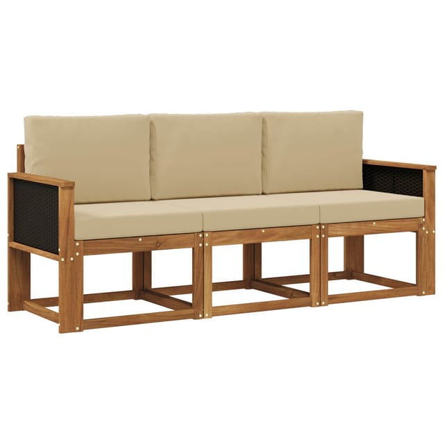 Outdoor-sofagarnitur Mit Kissen 3 Pcs Natur Vidaxl