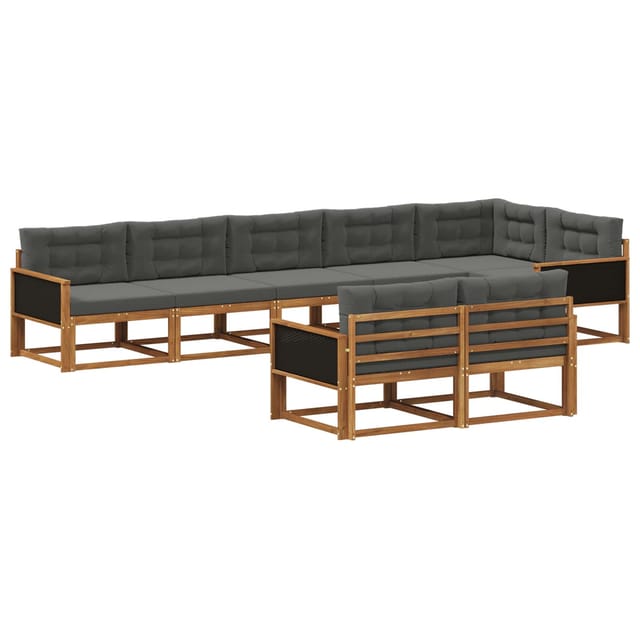 Outdoor-sofagarnitur Mit Kissen 8 Pcs Natur Und Anthrazit Vidaxl