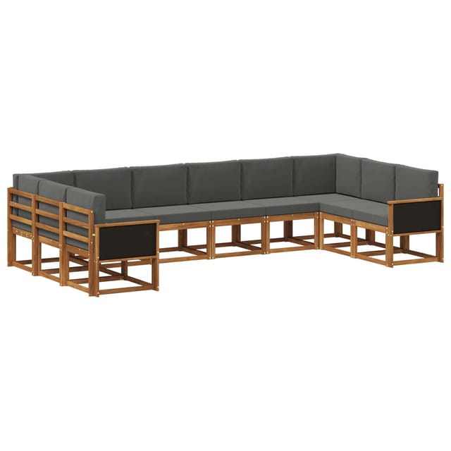 Outdoor-sofagarnitur Mit Kissen 10 Pcs Natur Und Anthrazit Vidaxl