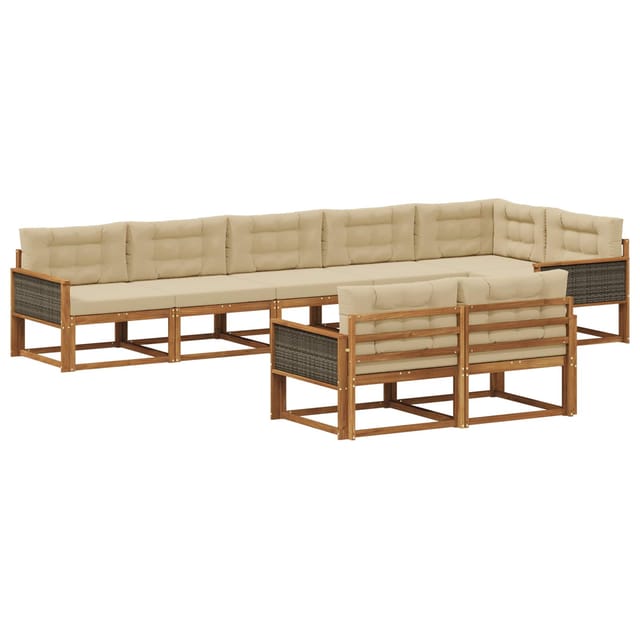 Outdoor-sofagarnitur Mit Kissen 8 Pcs Natur Und Beige Vidaxl