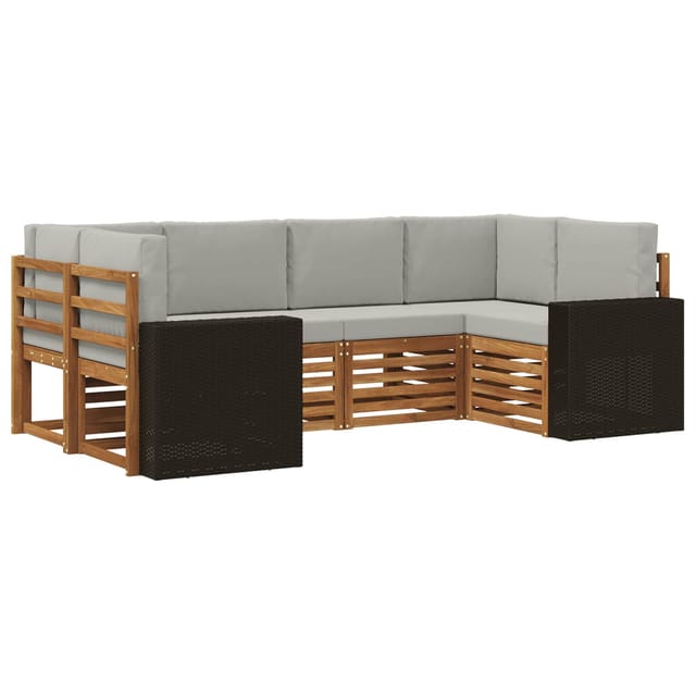Ecksofa Set Mit Kissen 6 Pcs Natürlich Und Hellgrau Polyester Vidaxl