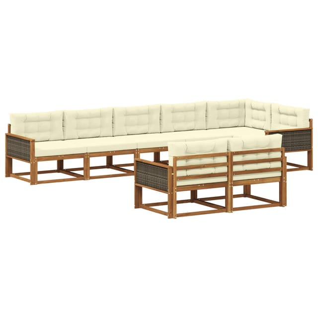 Outdoor-sofagarnitur Mit Kissen 8 Pcs Natur Und Creme Vidaxl
