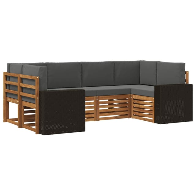 Ecksofa Set Mit Kissen 6 Pcs Natur Und Anthrazit Polyester Vidaxl