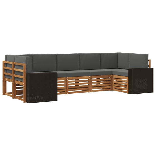 Ecksofa Set Mit Kissen 7 Pcs Natur Und Anthrazit Polyester Vidaxl