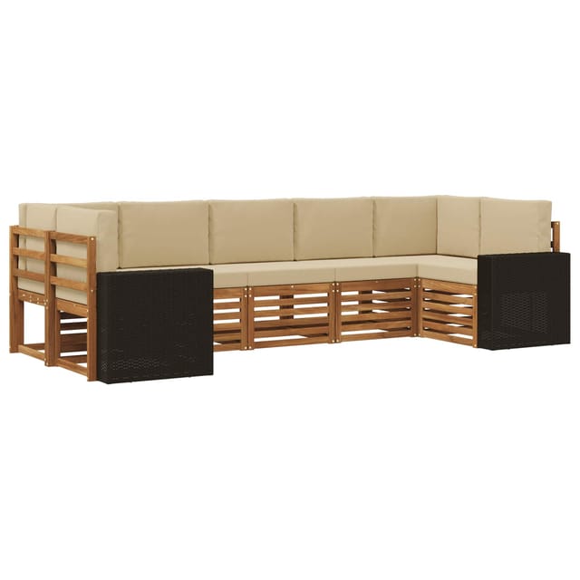 Ecksofa Set Mit Kissen 7 Pcs Natur Und Beige Polyester Vidaxl