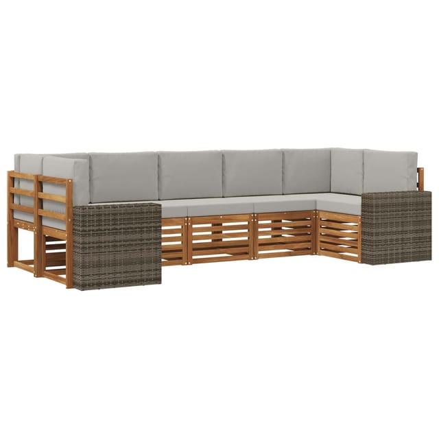 Ecksofa Set Mit Kissen 7 Pcs Natürlich Und Hellgrau Polyester Vidaxl