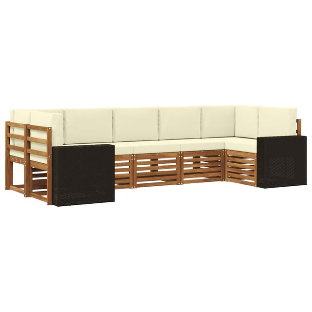 Ecksofa Set Mit Kissen 7 Pcs Natur Und Creme Polyester Vidaxl