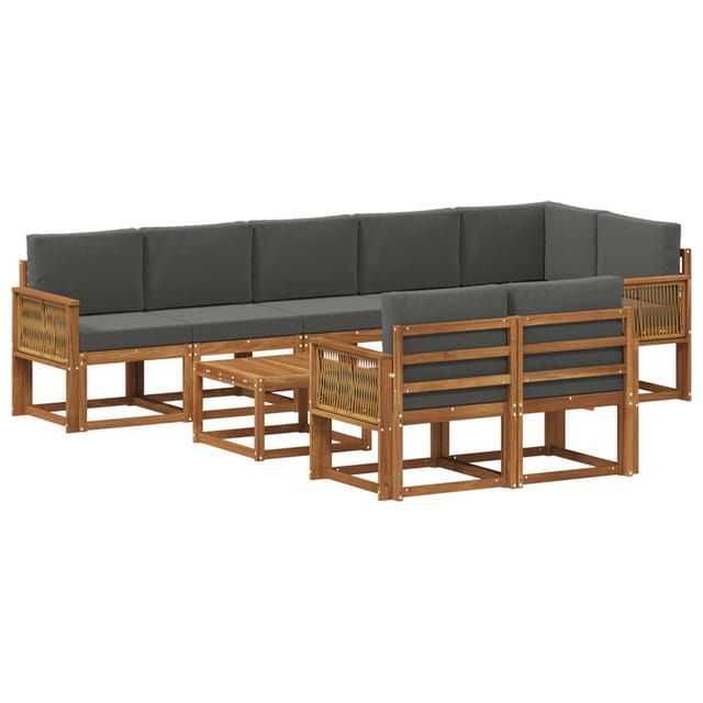 Outdoor-sofagarnitur 9 Pcs Natur Und Anthrazit Polyester Vidaxl