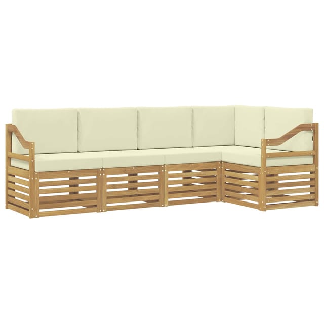 Ecksofa Set Mit Kissen 5 Pcs Weiß Und Creme Massivholz Akazie Vidaxl