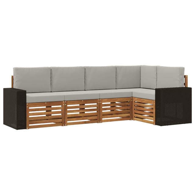 Ecksofa Set 5 Pcs Natürlich Und Hellgrau Massivholz Akazie Vidaxl