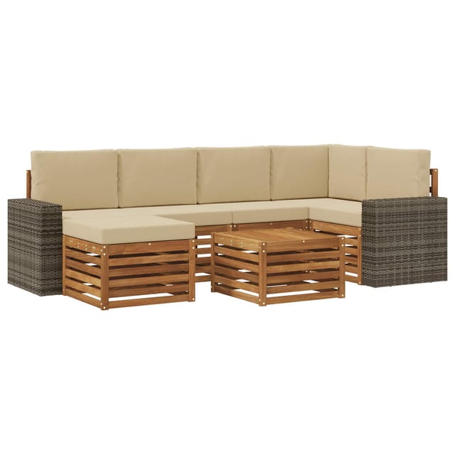 Ecksofa Set Mit Kissen 7 Pcs Natur Und Beige Vidaxl