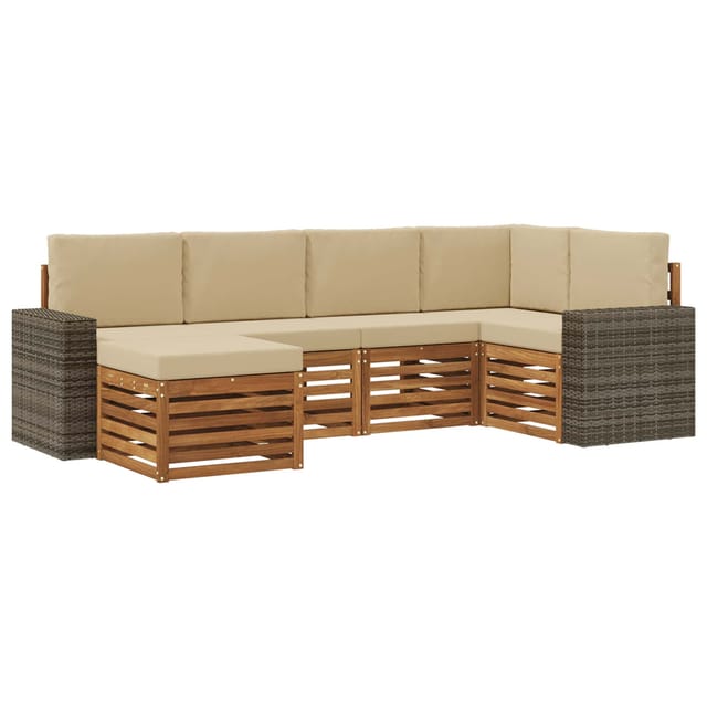 Ecksofa Set Mit Kissen 6 Pcs Natur Und Beige Vidaxl