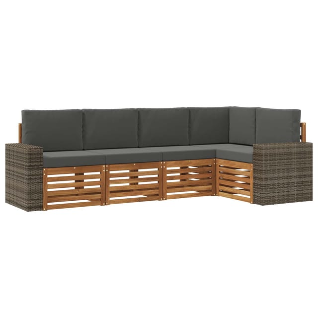 Ecksofa Set 5 Pcs Natur Und Anthrazit Massivholz Akazie Vidaxl