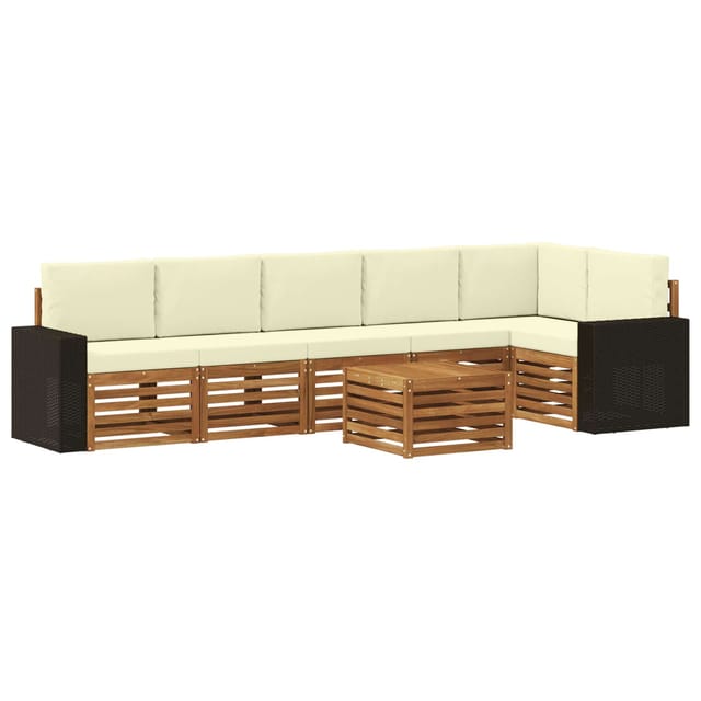 Ecksofa Set Mit Kissen 7 Pcs Natur Und Creme Massivholz Akazie Vidaxl