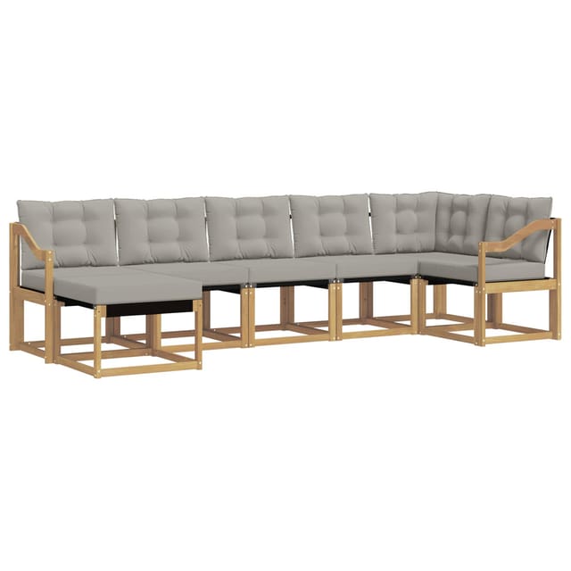 Outdoor-sofagarnitur 7 Pcs Massives Akazienholz Und Textilene Vidaxl