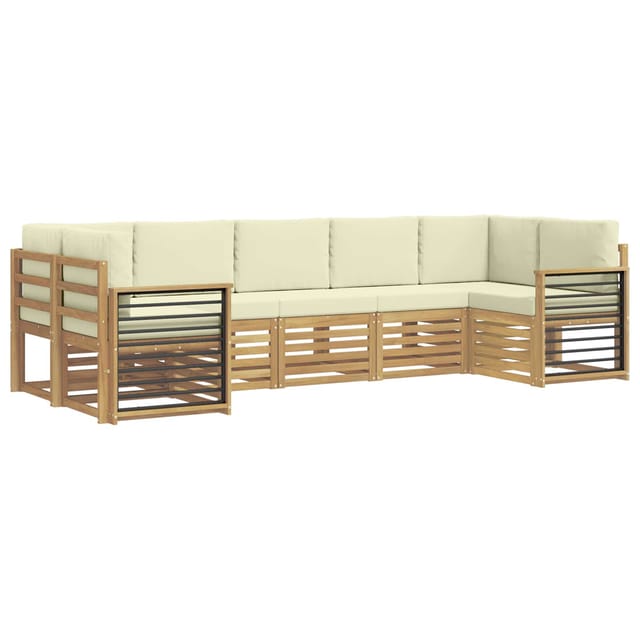 Ecksofa Set Mit Kissen 7 Pcs Weiß Und Creme Polyester Vidaxl