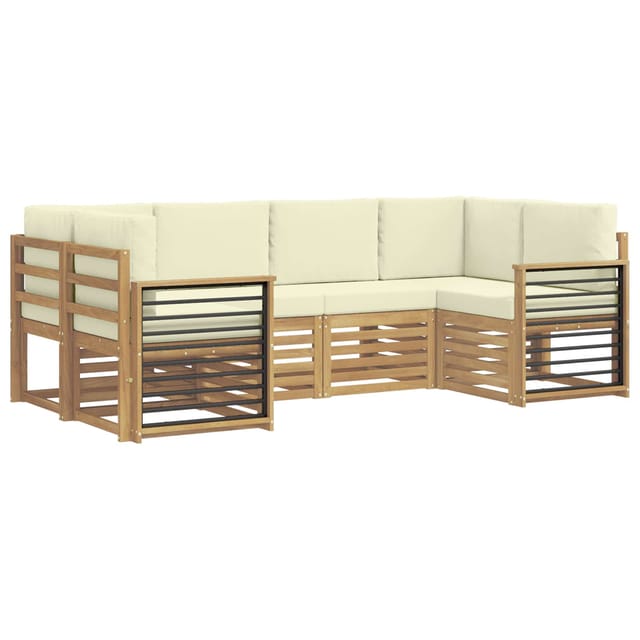 Ecksofa Set Mit Kissen 6 Pcs Weiß Und Creme Polyester Vidaxl