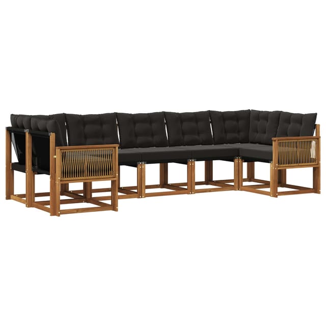 Outdoor-sofagarnitur Mit Kissen 7 Pcs Natürlich Und Schwarz Vidaxl