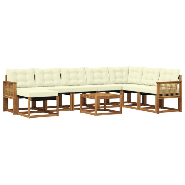 Outdoor-sofagarnitur Mit Kissen 9 Pcs Natur Und Creme Vidaxl
