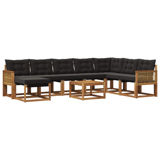 Outdoor-sofagarnitur Mit Kissen 9 Pcs Natürlich Und Schwarz Vidaxl