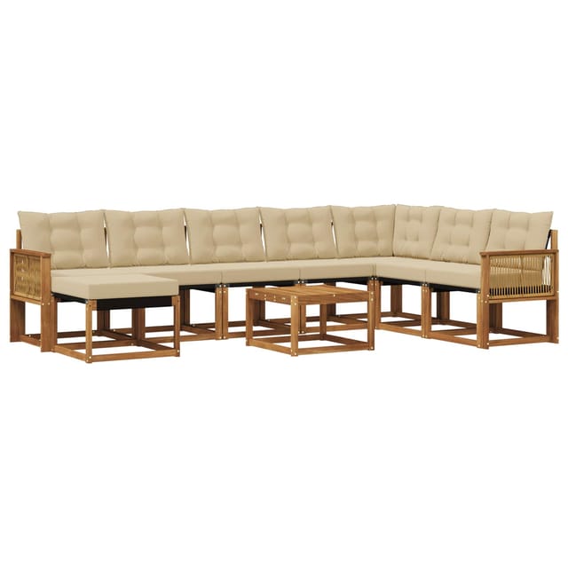 Outdoor-sofagarnitur Mit Kissen 9 Pcs Natur Und Beige Vidaxl