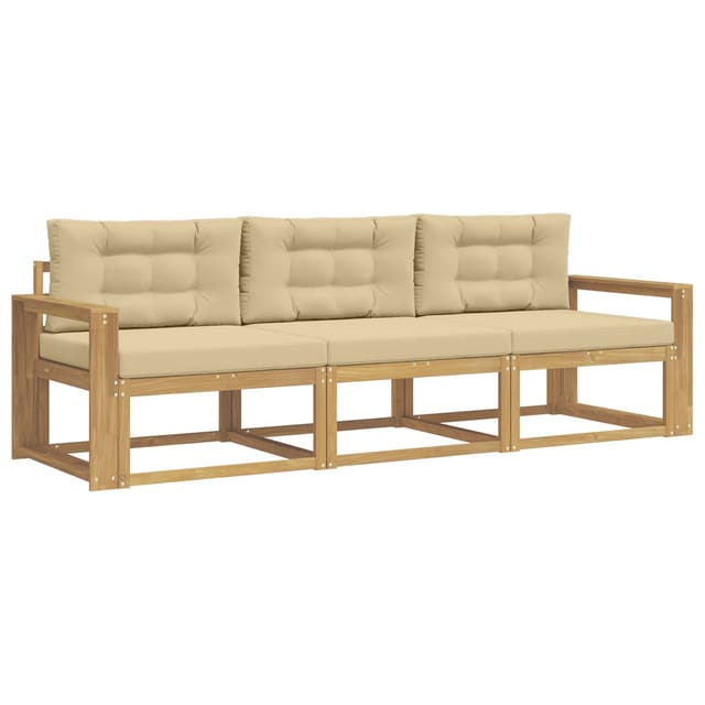 Outdoor-sofagarnitur Mit Kissen 3 Pcs Weiß Und Beige Polyester Vidaxl