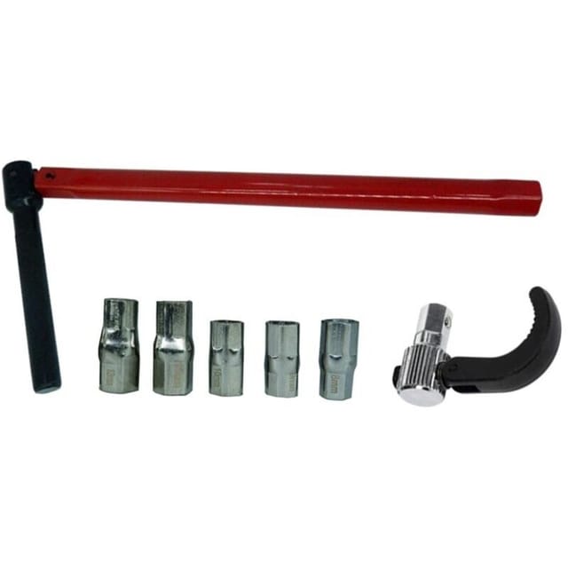 Gewindebohrmutternschlüssel Mit Abnehmbarer Werkzeugstahlbacke, Öffnungsweite Bis Zu 32 Mm, Inklusive Bits Von 8 Bis 17 Mm